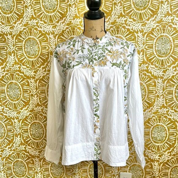 HANNAH Artwear Eos Floral Long Sleeve Cotton Blouse Top in Limoncello Sz US 4 - Picture 8 of 16